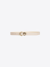 Tumbled leather belt with Love Birds detail, 2.5 cm - | Pinko