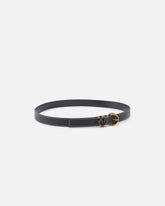 Tumbled leather belt with Love Birds detail, 2.5 cm - | Pinko