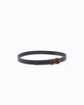 Tumbled leather belt with Love Birds detail, 2.5 cm - Black | Pinko