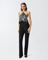 Top corto in paillettes con schiena scoperta - | Pinko
