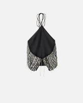 Top corto in paillettes con schiena scoperta - | Pinko