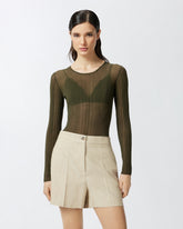Maglia semitrasparente a costine - | Pinko