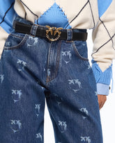 Jeans with all-over Love Birds logo - | Pinko