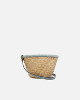 Small bucket bag in woven raffia and leather - | Pinko