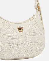 Borsa a spalla Baby Half Moon con ricamo in rafia - | Pinko