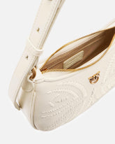 Borsa a spalla Baby Half Moon con ricamo in rafia - | Pinko