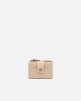 Petit portefeuille en cuir lisse à logo - Beige | Pinko