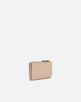 Petit portefeuille en cuir lisse à logo - Beige | Pinko