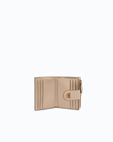Portafoglio piccolo in pelle liscia con logo - Beige | Pinko