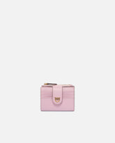 Portafoglio piccolo in pelle liscia con logo - Rosa Chiaro | Pinko