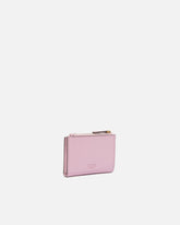 Portafoglio piccolo in pelle liscia con logo - Rosa Chiaro | Pinko
