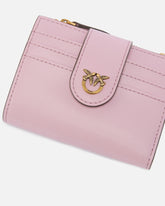 Small smooth leather wallet with logo - | Pinko