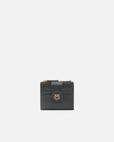 Small smooth leather wallet with logo - Black | Pinko