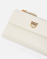 Compact small wallet in smooth leather with logo - White | Pinko