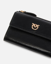 Compact small wallet in shiny leather with logo - | Pinko