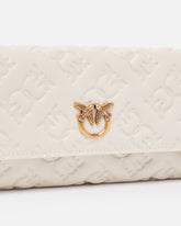Portafoglio rettangolare in pelle Monogram con tracolla - | Pinko