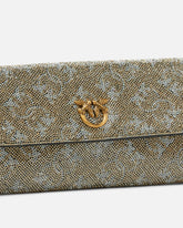 Portafoglio in pelle full strass con tracolla - | Pinko