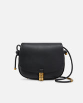Large leather crossbody bag with knots - Black | Pinko