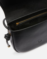 Large leather crossbody bag with knots - Black | Pinko