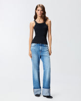 Top de canalé con bordados de pedrería - | Pinko