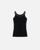 Ribbed top with bejewelled embellishment - | Pinko