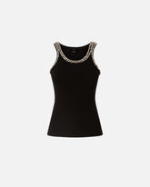 Top a costine con ricami gioiello - Nero | Pinko