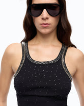Ribbed top with bejewelled embellishment - Black | Pinko