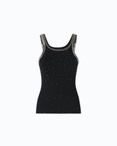Ribbed top with bejewelled embellishment - | Pinko