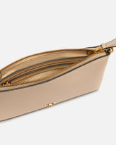 Pochette piatta in pelle con logo Love Birds - Beige | Pinko