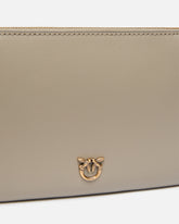 Flat leather clutch with Love Birds logo - | Pinko