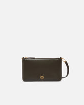 Flat leather clutch with Love Birds logo - | Pinko