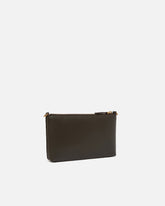 Flat leather clutch with Love Birds logo - Grey | Pinko