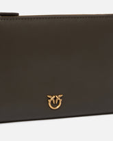 Flat leather clutch with Love Birds logo - | Pinko