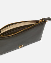 Flat leather clutch with Love Birds logo - Grey | Pinko