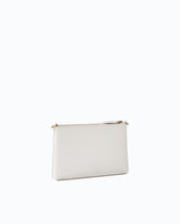 Flat leather clutch with Love Birds logo - White | Pinko