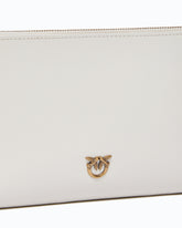 Pochette piatta in pelle con logo Love Birds - Bianco | Pinko