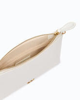 Pochette piatta in pelle con logo Love Birds - Bianco | Pinko