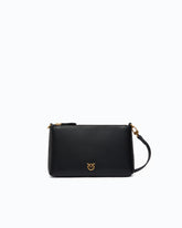 Pochette piatta in pelle con logo Love Birds - Nero | Pinko