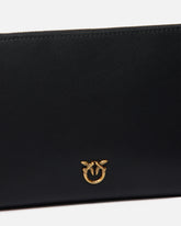 Flat leather clutch with Love Birds logo - | Pinko