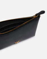 Flat leather clutch with Love Birds logo - | Pinko