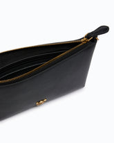 Pochette piatta in pelle con logo Love Birds - Nero | Pinko