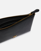 Pochette piatta in pelle con logo Love Birds - Nero | Pinko