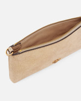 Borsa pochette mini Flat in suede shiny con tracolla - | Pinko