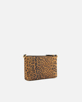 Bustina piccola a tracolla in suede leopardato - | Pinko