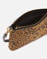 Bustina piccola a tracolla in suede leopardato - | Pinko