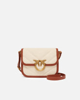 Borsa a spalla piccola squadrata Love Bag in canvas e pelle - | Pinko