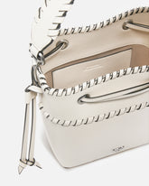 Small leather bucket bag with threads - | Pinko