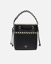 Small leather bucket bag with threads - | Pinko