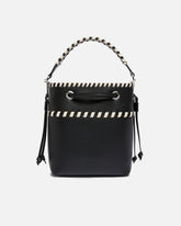 Small leather bucket bag with threads - | Pinko