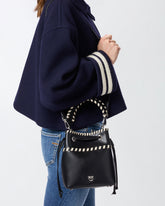 Small leather bucket bag with threads - | Pinko